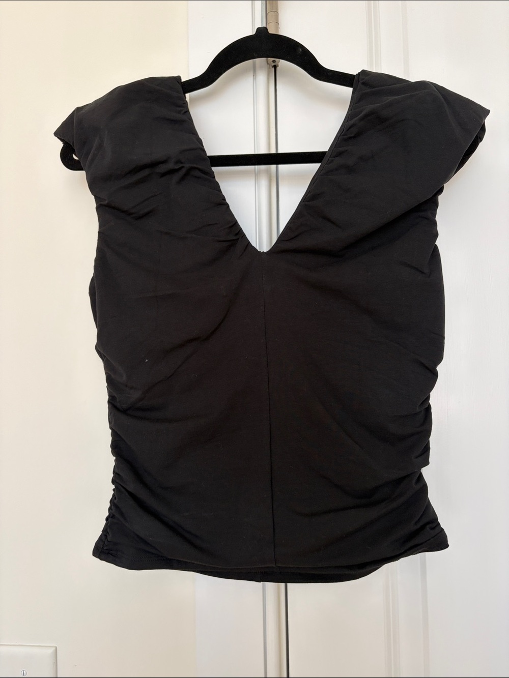 J. Crew black V-Neck Ruched Shell Top - Picture 3 of 3